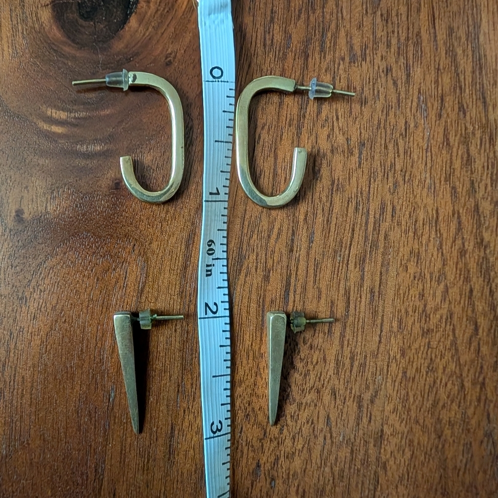 2 Pairs Of Artisan Made Brass Earrings